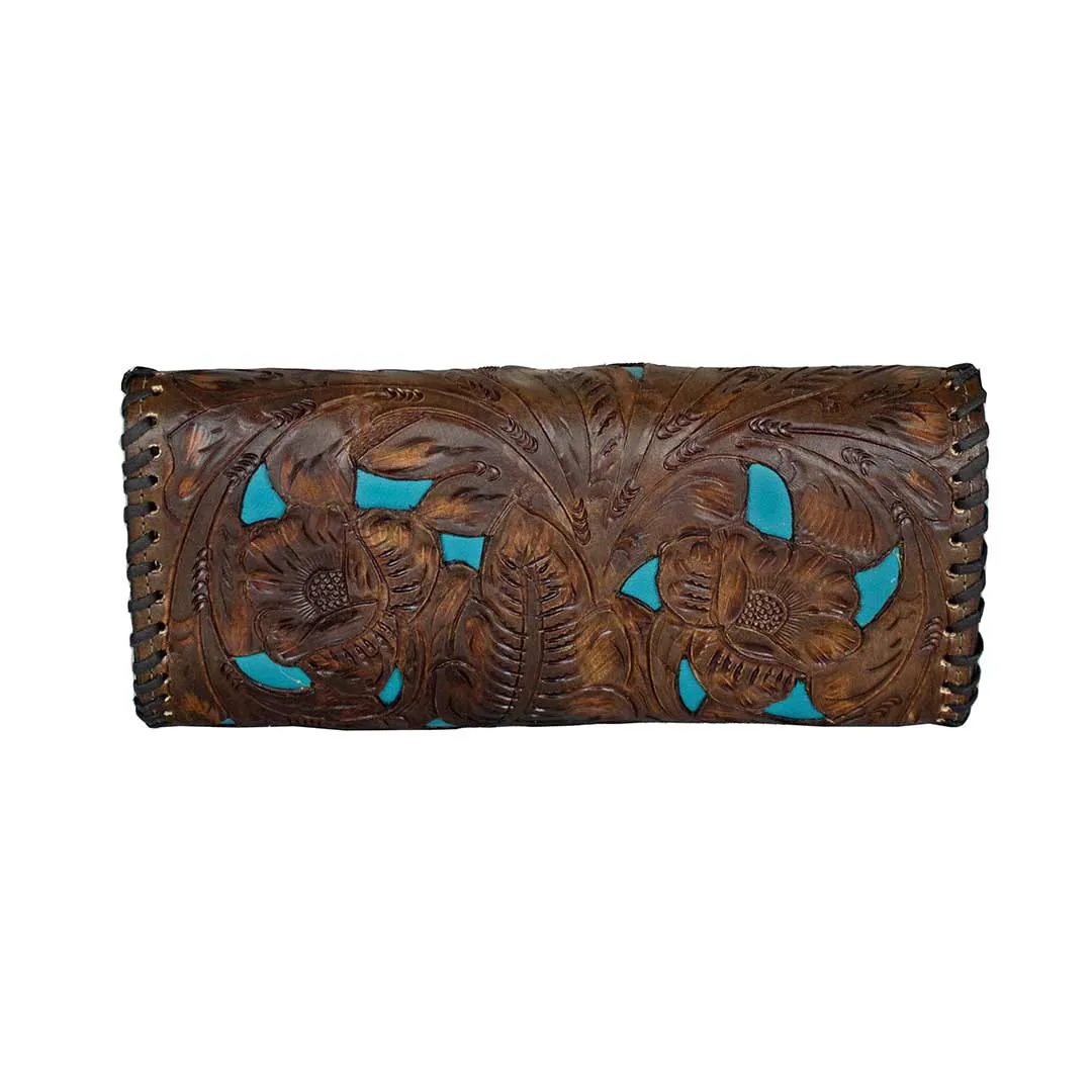 Juan Antonio Hand Tooled Inlay Crossbody Clutch