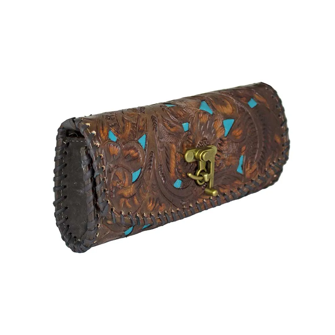 Juan Antonio Hand Tooled Inlay Crossbody Clutch