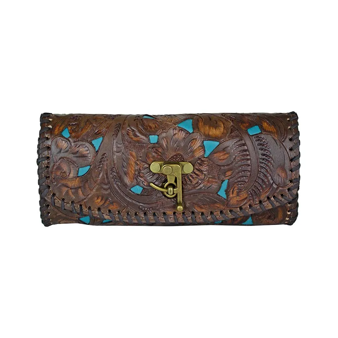 Juan Antonio Hand Tooled Inlay Crossbody Clutch