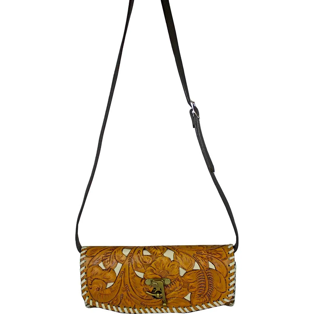 Juan Antonio Hand Tooled Inlay Crossbody Clutch