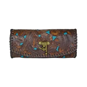 Juan Antonio Hand Tooled Inlay Crossbody Clutch