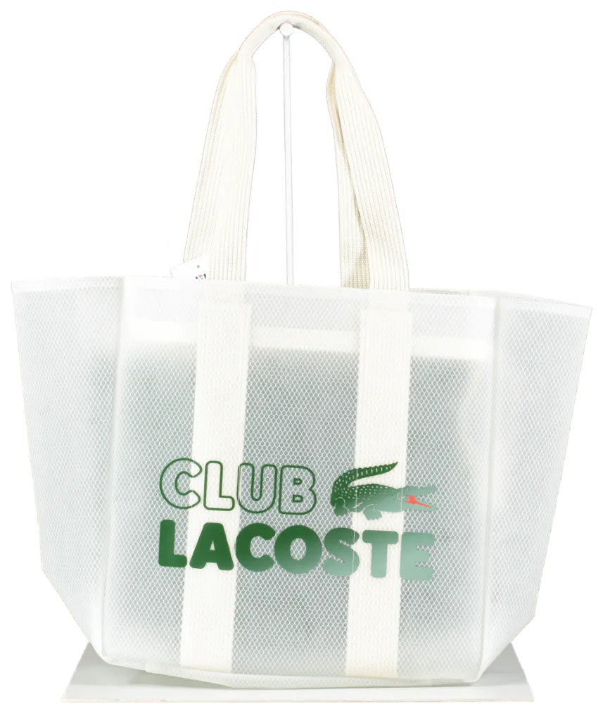 Lacoste White Transparant Logo Tote One Size