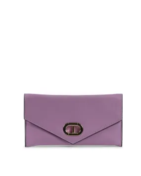 Leather Envelope Clutch Purple