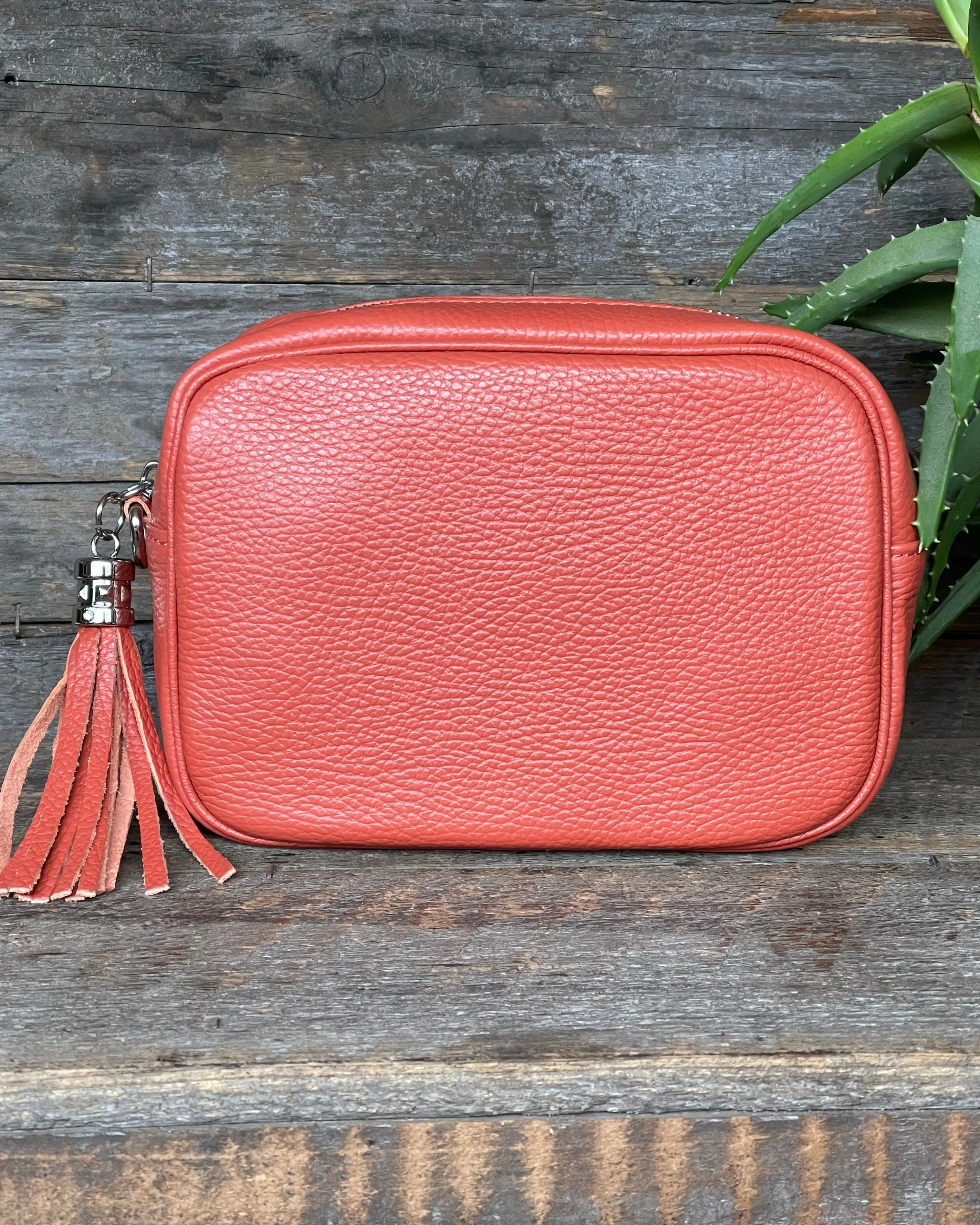 Leather Tassel Bag - Orange