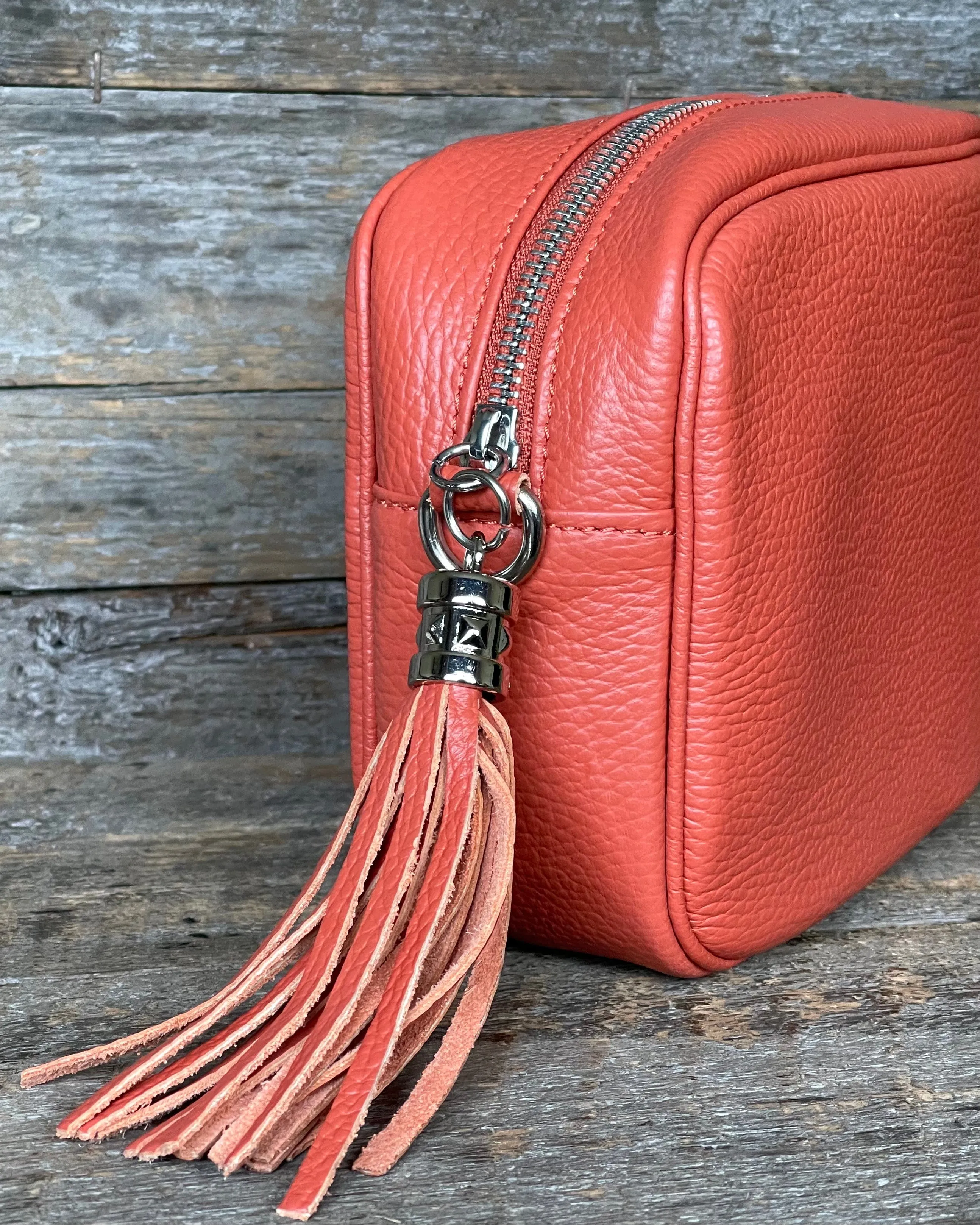 Leather Tassel Bag - Orange