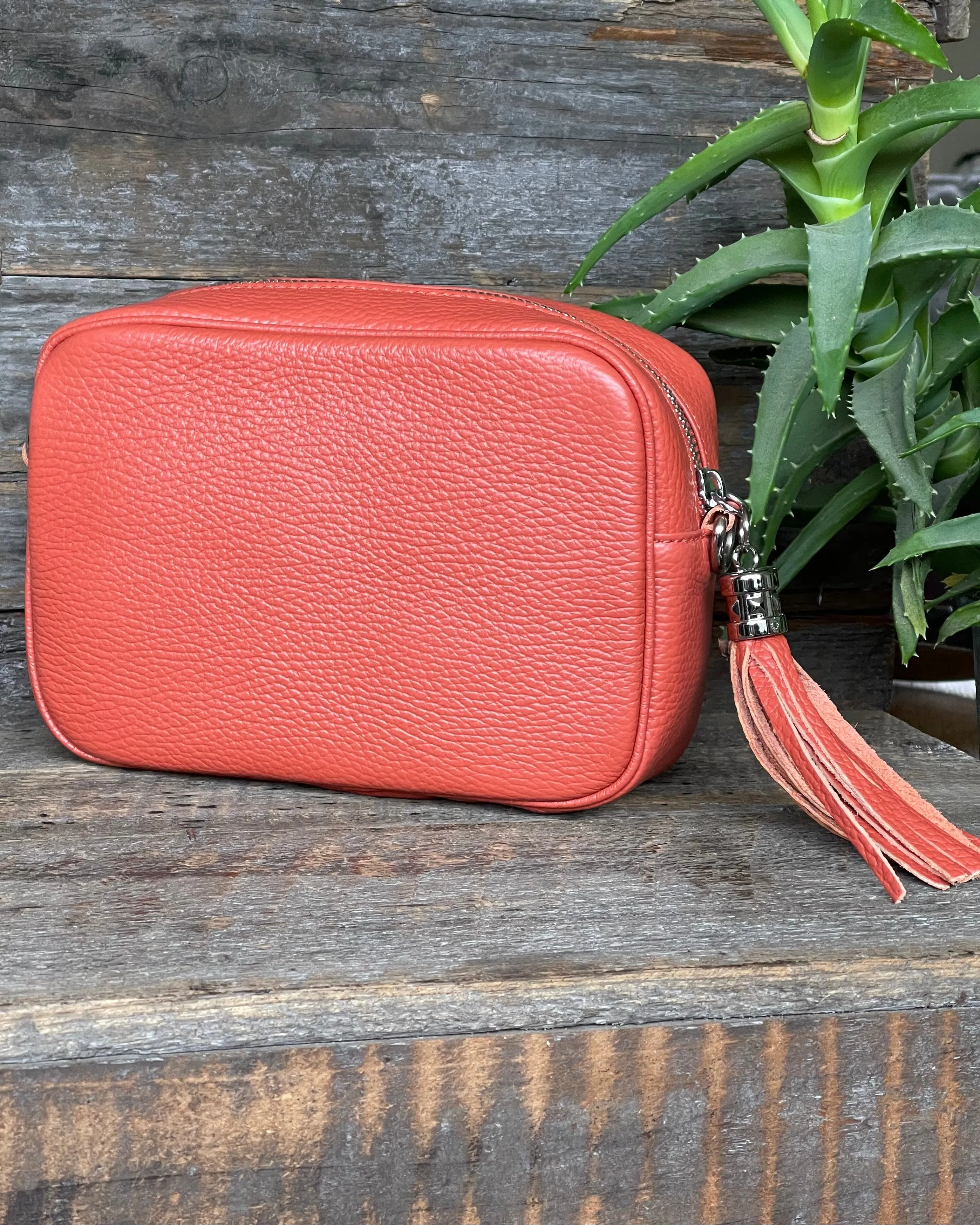 Leather Tassel Bag - Orange