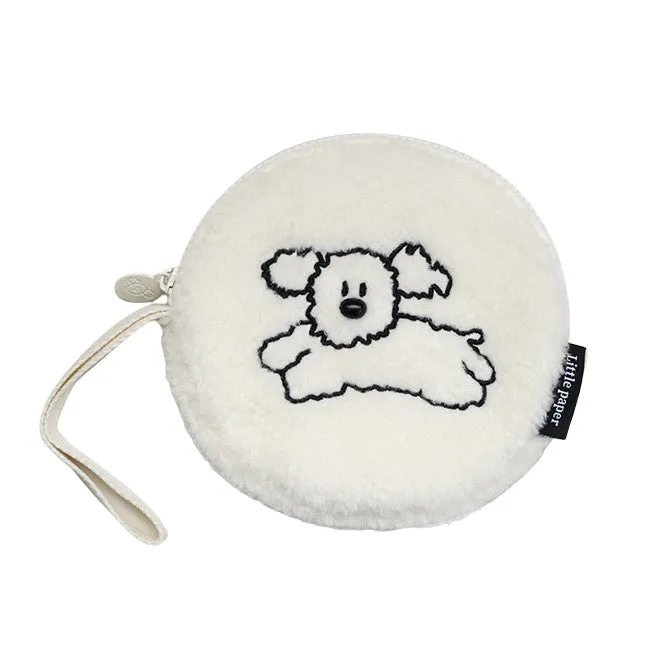 Little Peper Boucle Rounded Circle Pouches Cute Characters Purses Handbags Soft Shearling Card Cosmetics Wrist strap Wallets