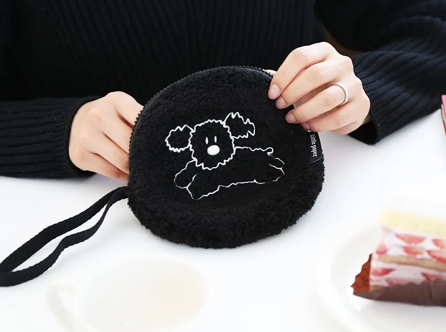 Little Peper Boucle Rounded Circle Pouches Cute Characters Purses Handbags Soft Shearling Card Cosmetics Wrist strap Wallets