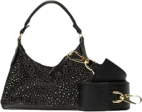 liu-jo Black Micro Hobo Bag With Gemstones