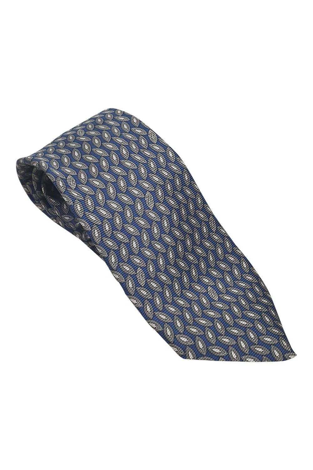 LOEWE 100% Silk Navy Tie Brown Leaves Repeat (60 L | 3 W)