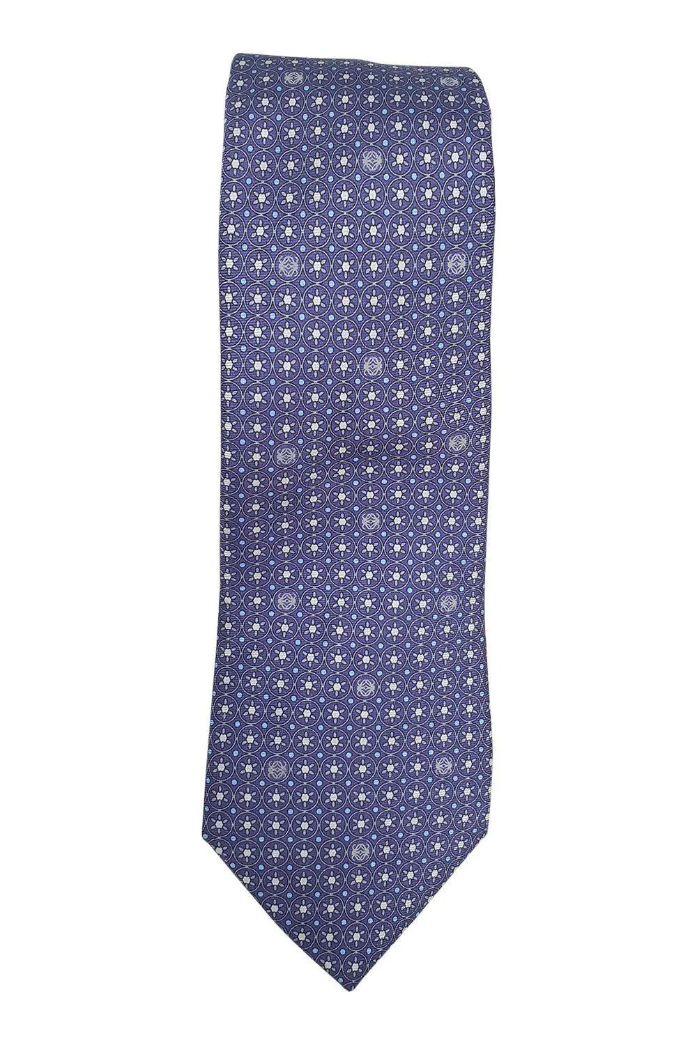 LOEWE 100% Silk Purple Tie Geometric Circle Repeat (60 L | 3.4 W)