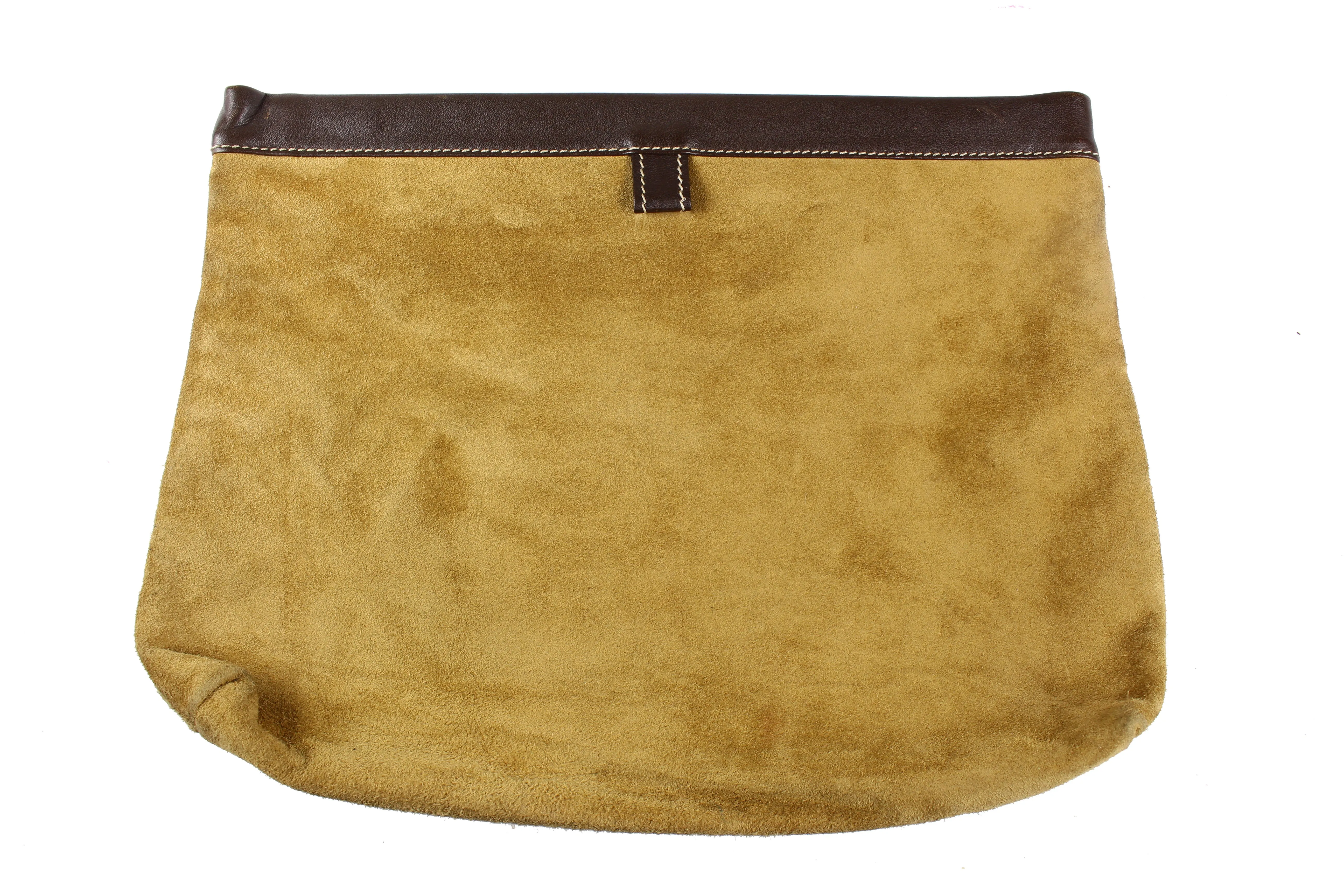 LOEWE beige suede pochette bag