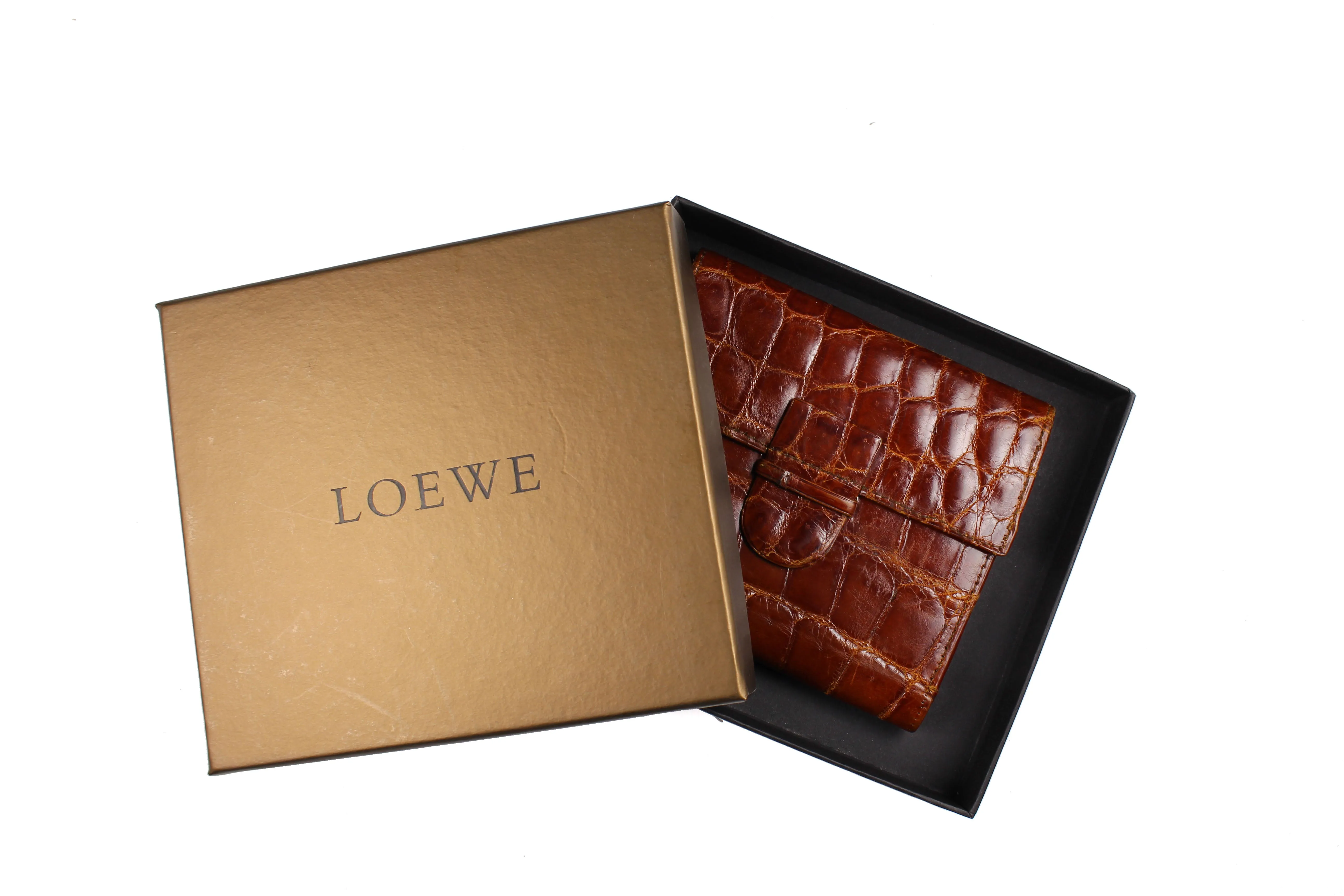 LOEWE brown crocodile skin wallet