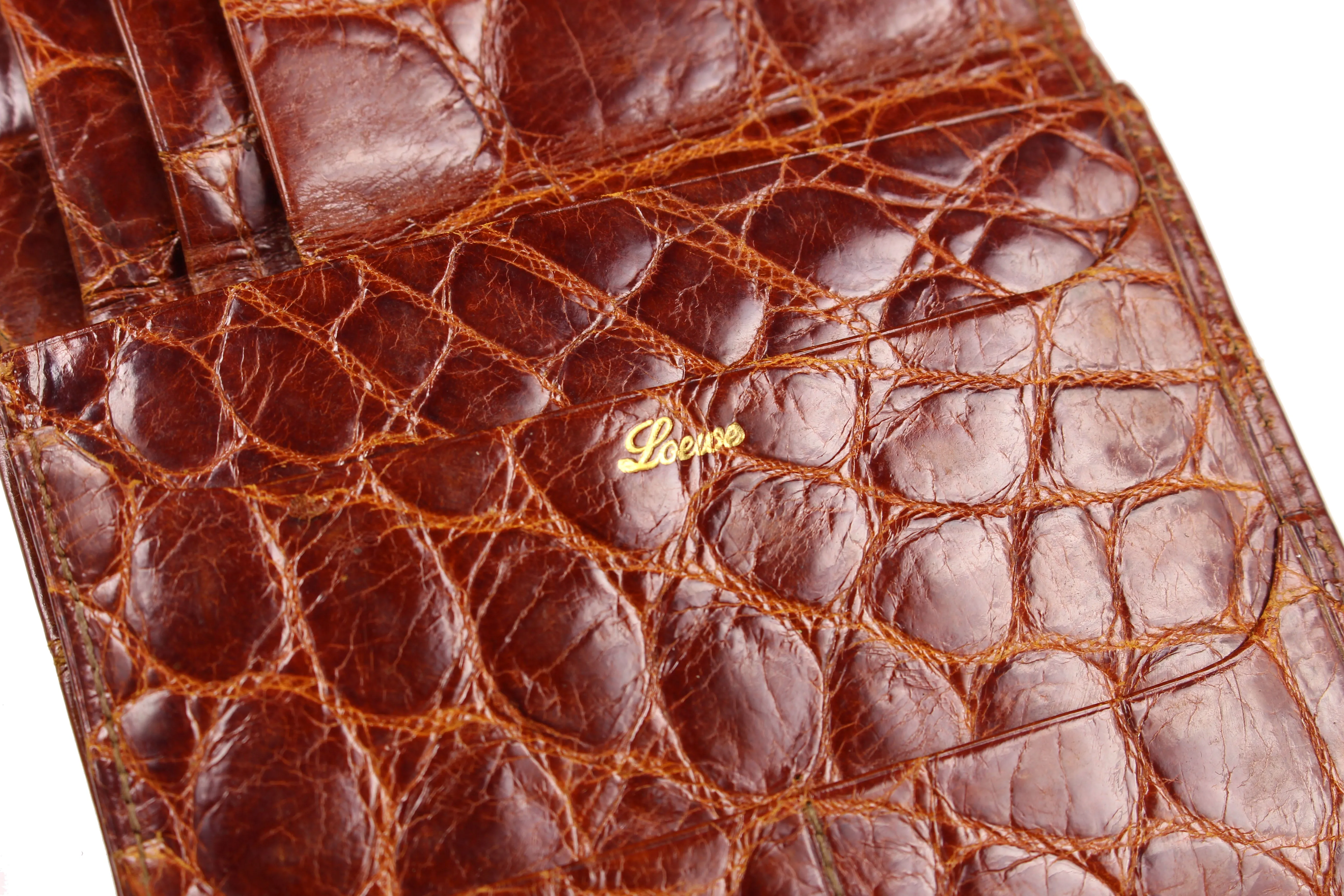 LOEWE brown crocodile skin wallet