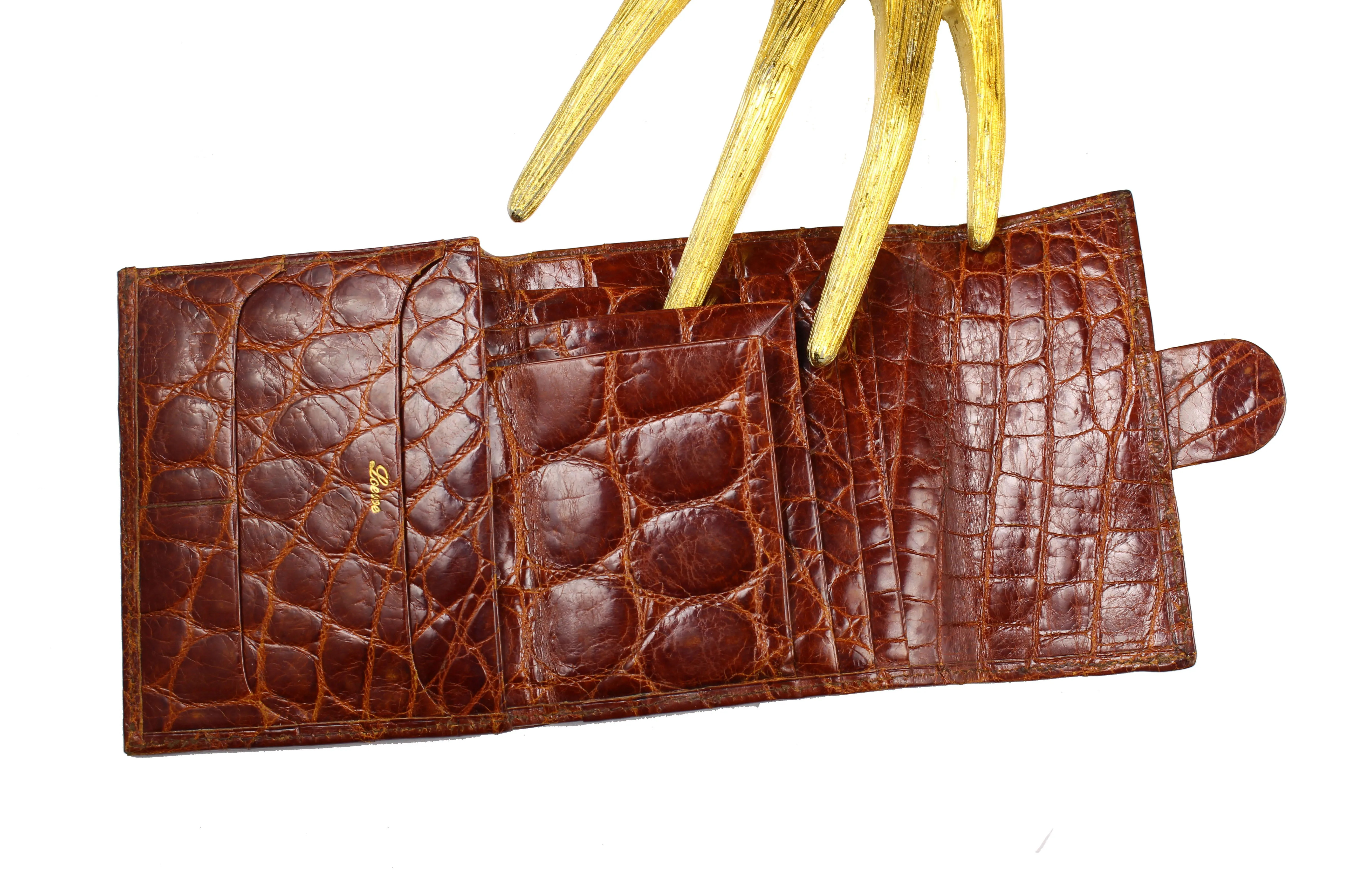 LOEWE brown crocodile skin wallet