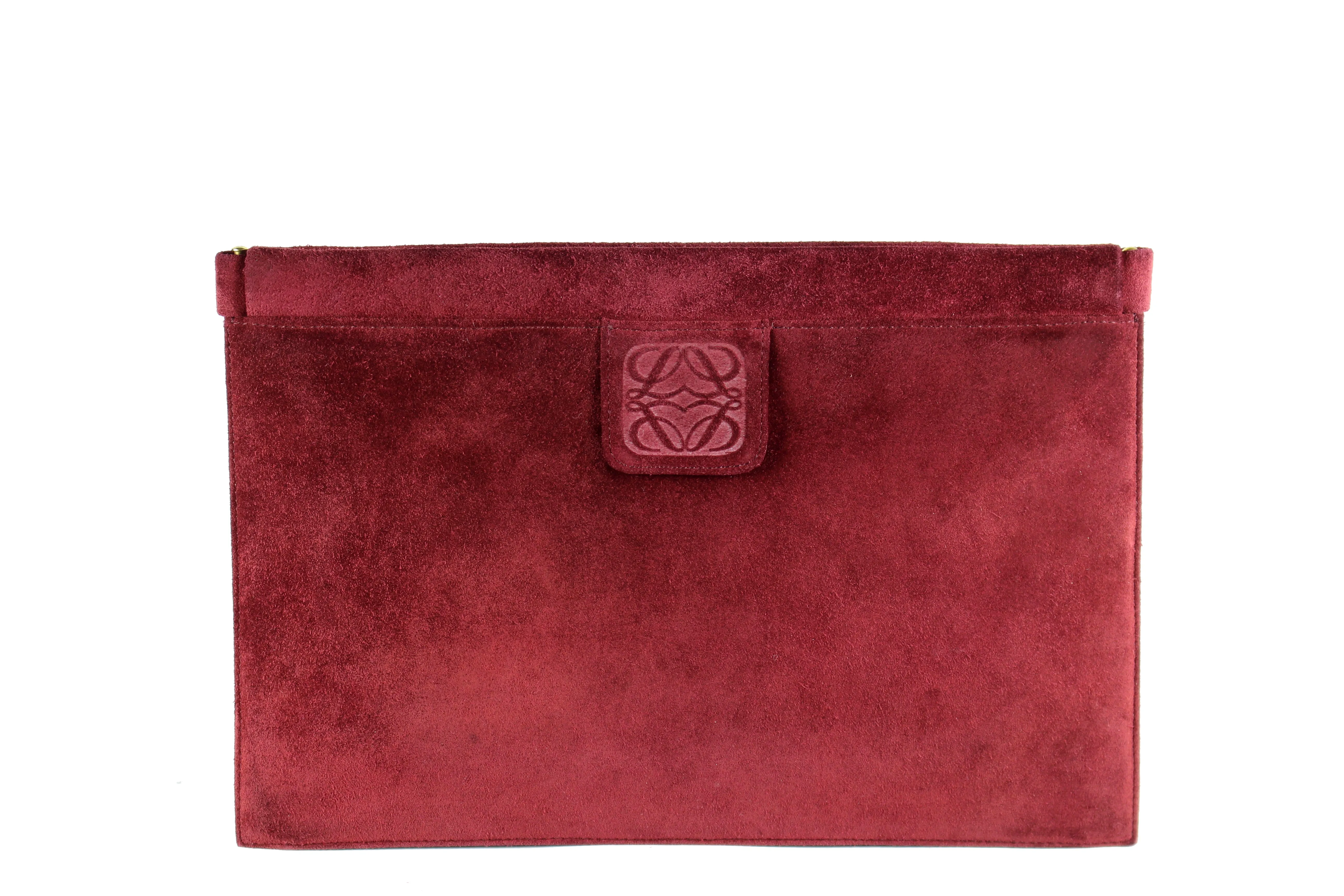 LOEWE burgundy suede pochette