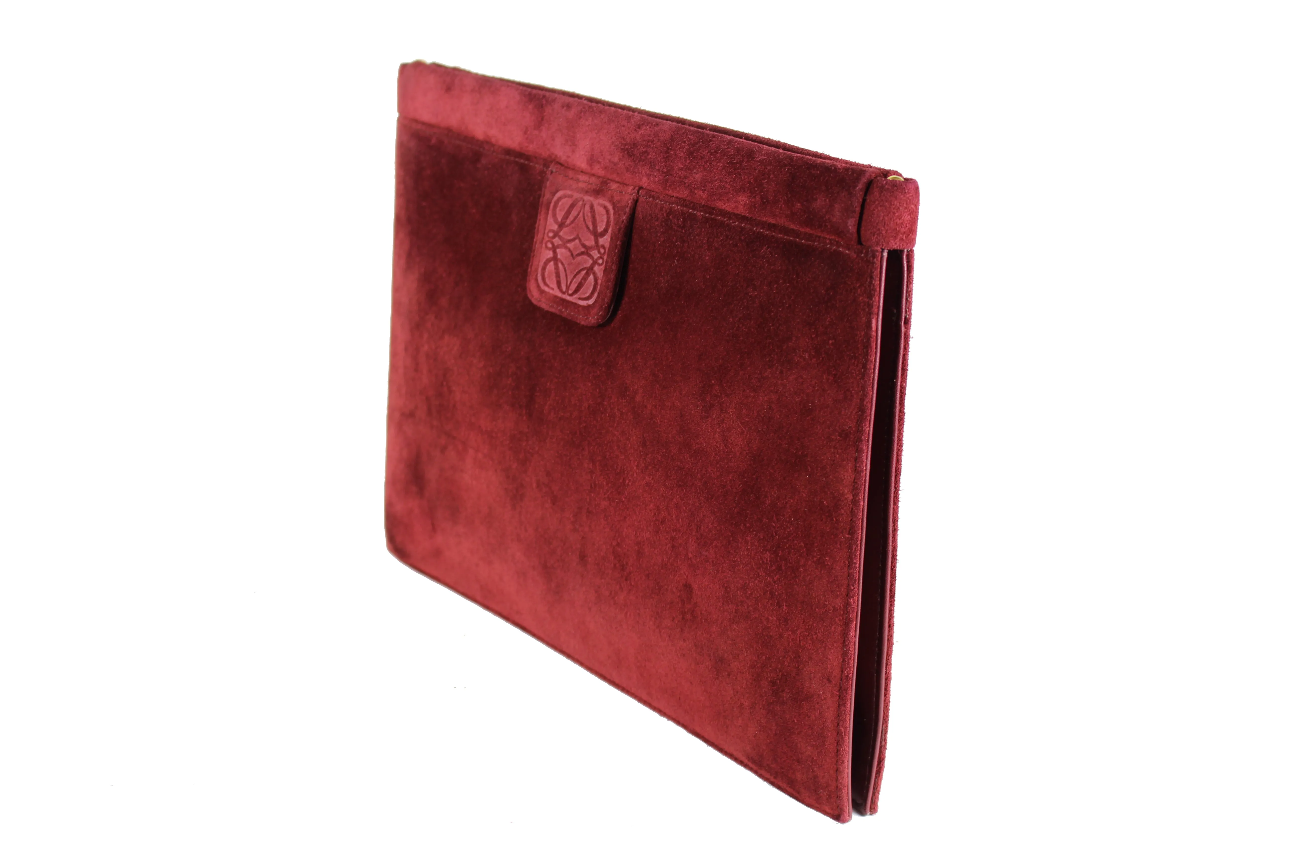 LOEWE burgundy suede pochette