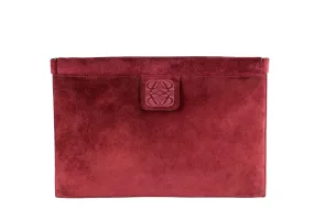 LOEWE burgundy suede pochette