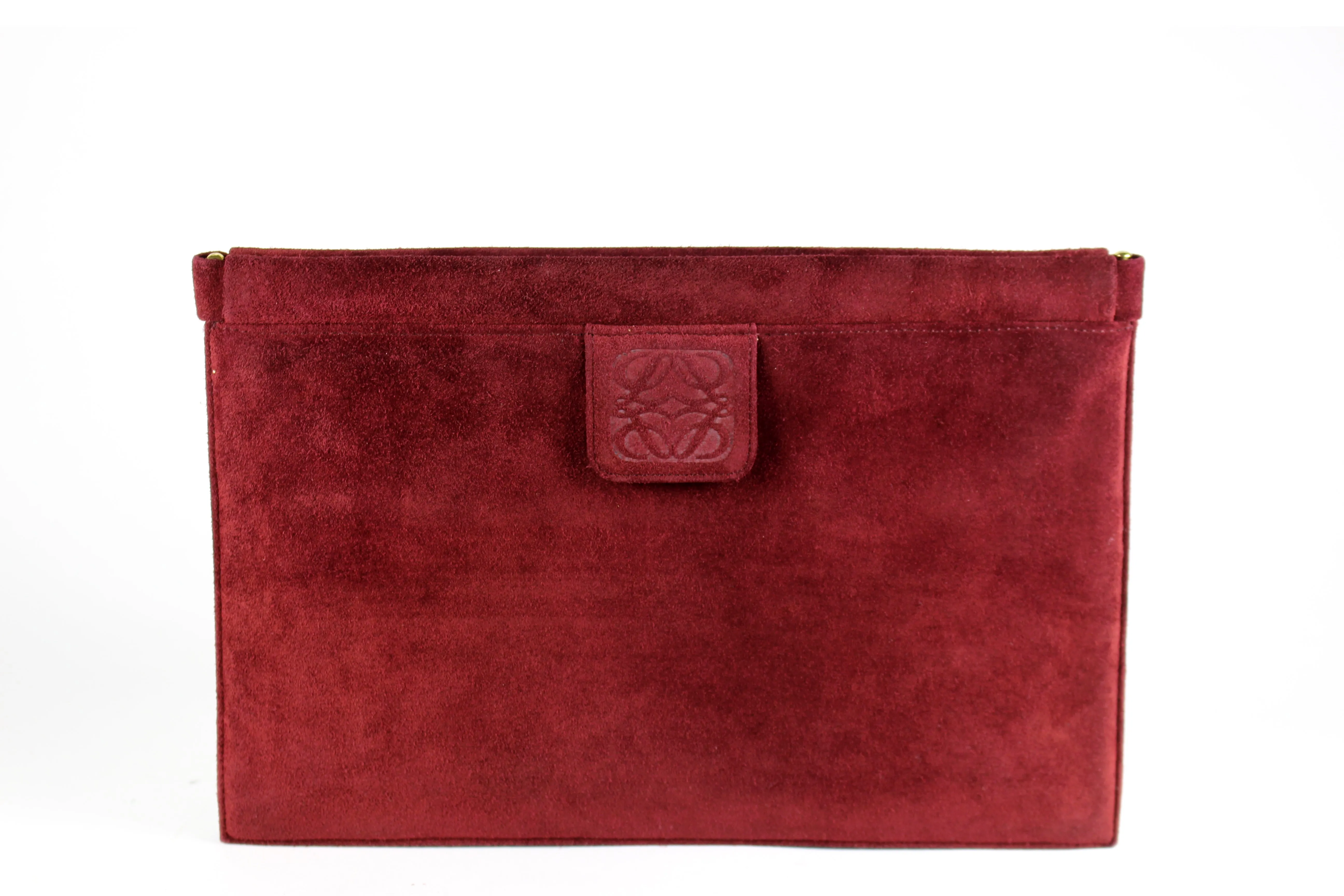 LOEWE burgundy suede pochette