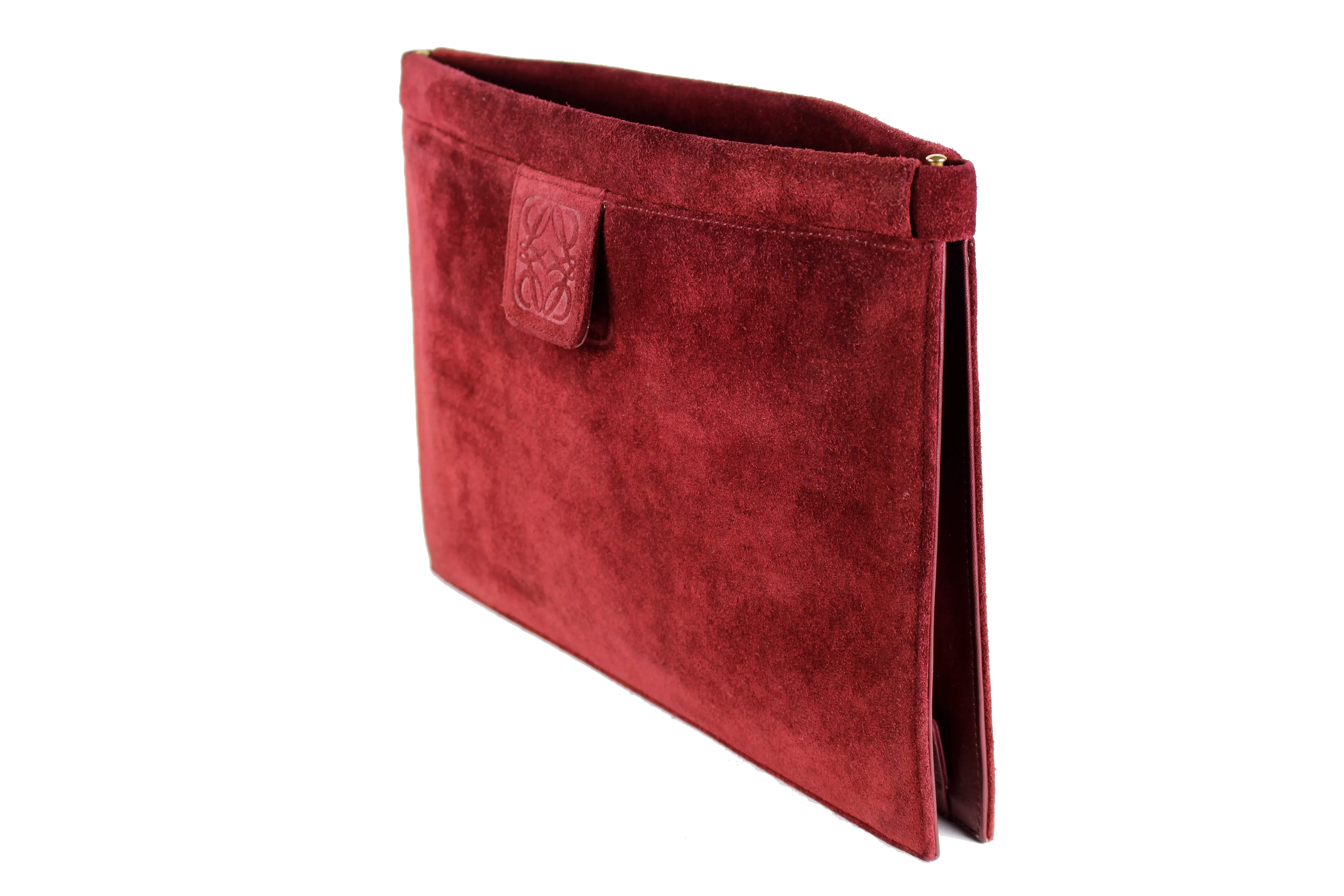 LOEWE burgundy suede pochette