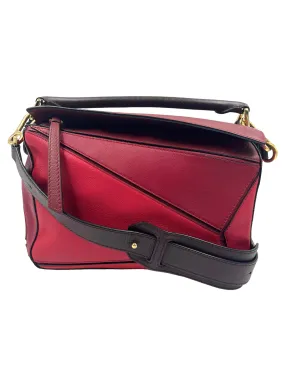 Loewe Red Color Block Small Puzzle Bag