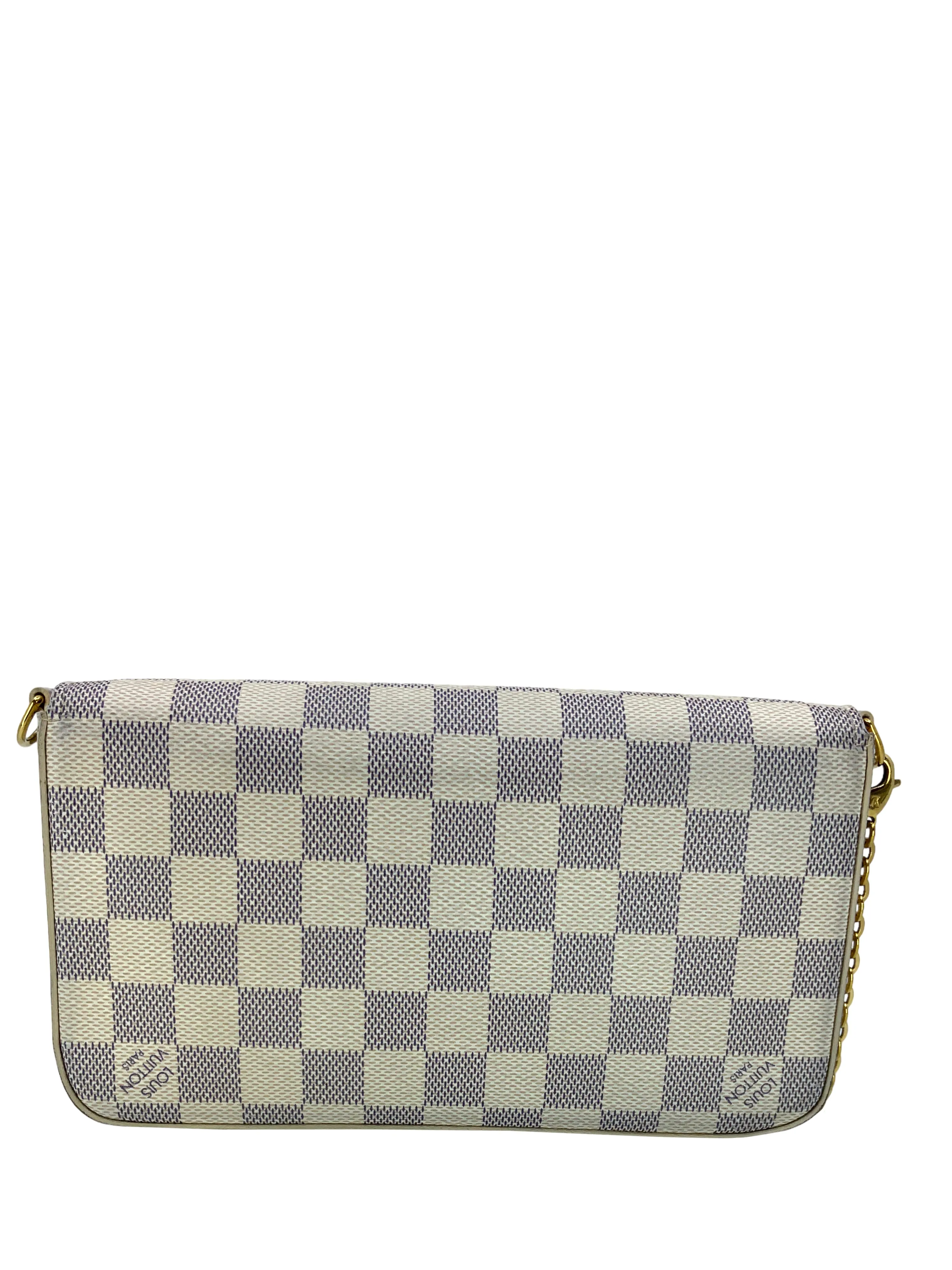 LOUIS VUITTON Damier Azur Pochette Felicie Chain Wallet