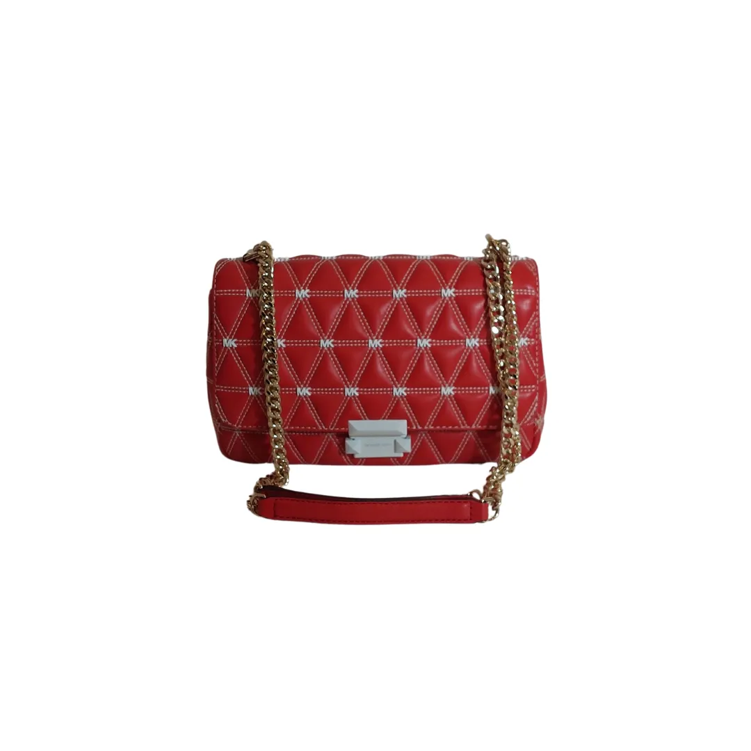 Michael Kors Red and White Quilted Monogram 'Sloan' Shoulder Bag | Like new |