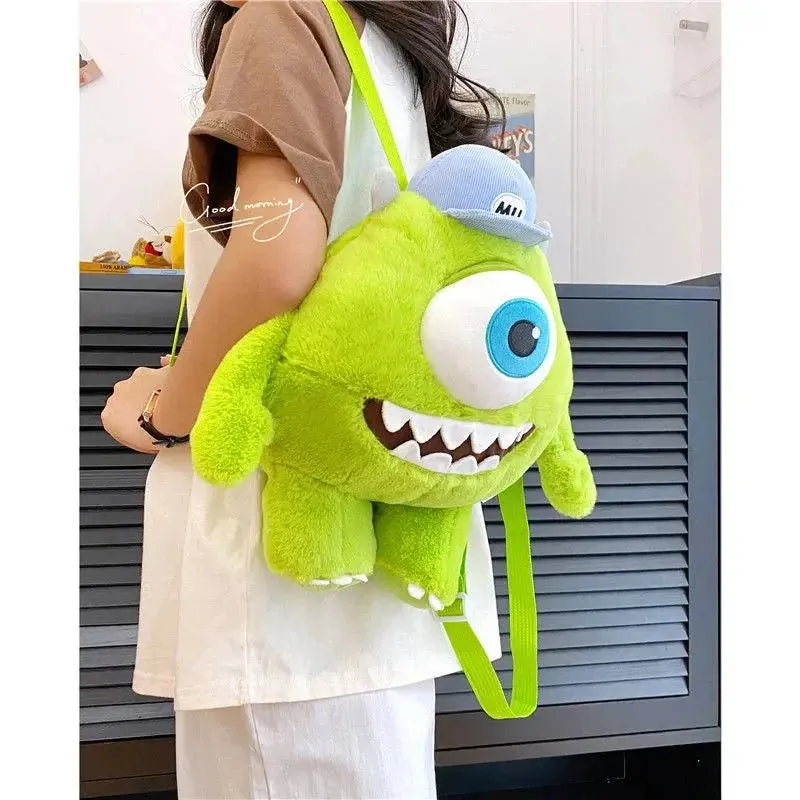 Monsters Mike Wazowski Plush Backpack Women Kawaii Crossbody Bags Cartoon Soft Stuffed Toys For Kids Birthday Gift