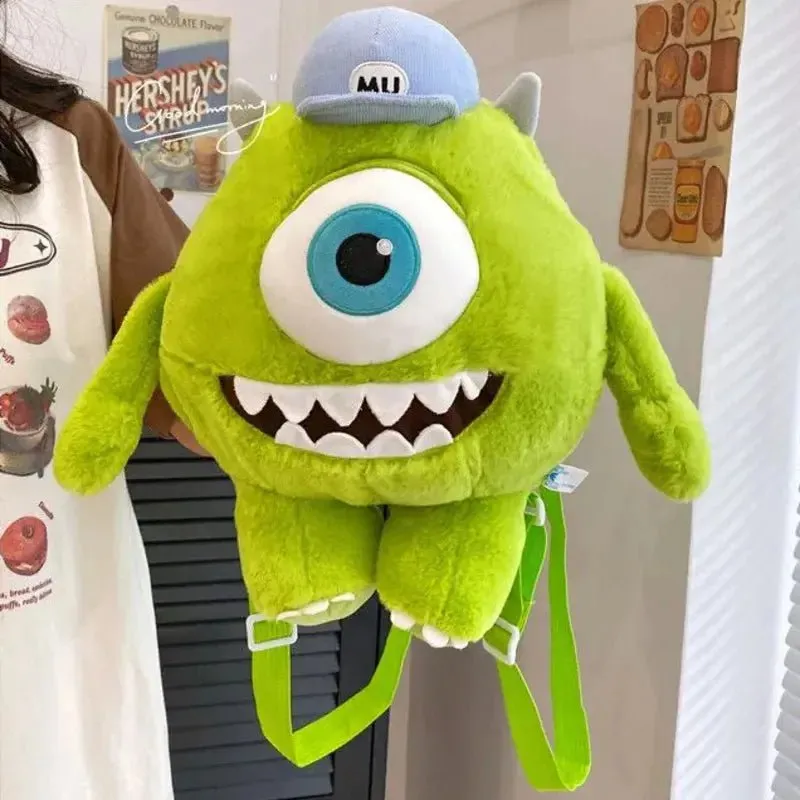 Monsters Mike Wazowski Plush Backpack Women Kawaii Crossbody Bags Cartoon Soft Stuffed Toys For Kids Birthday Gift