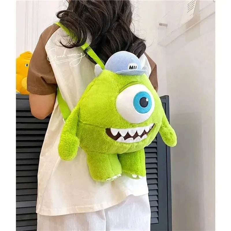 Monsters Mike Wazowski Plush Backpack Women Kawaii Crossbody Bags Cartoon Soft Stuffed Toys For Kids Birthday Gift