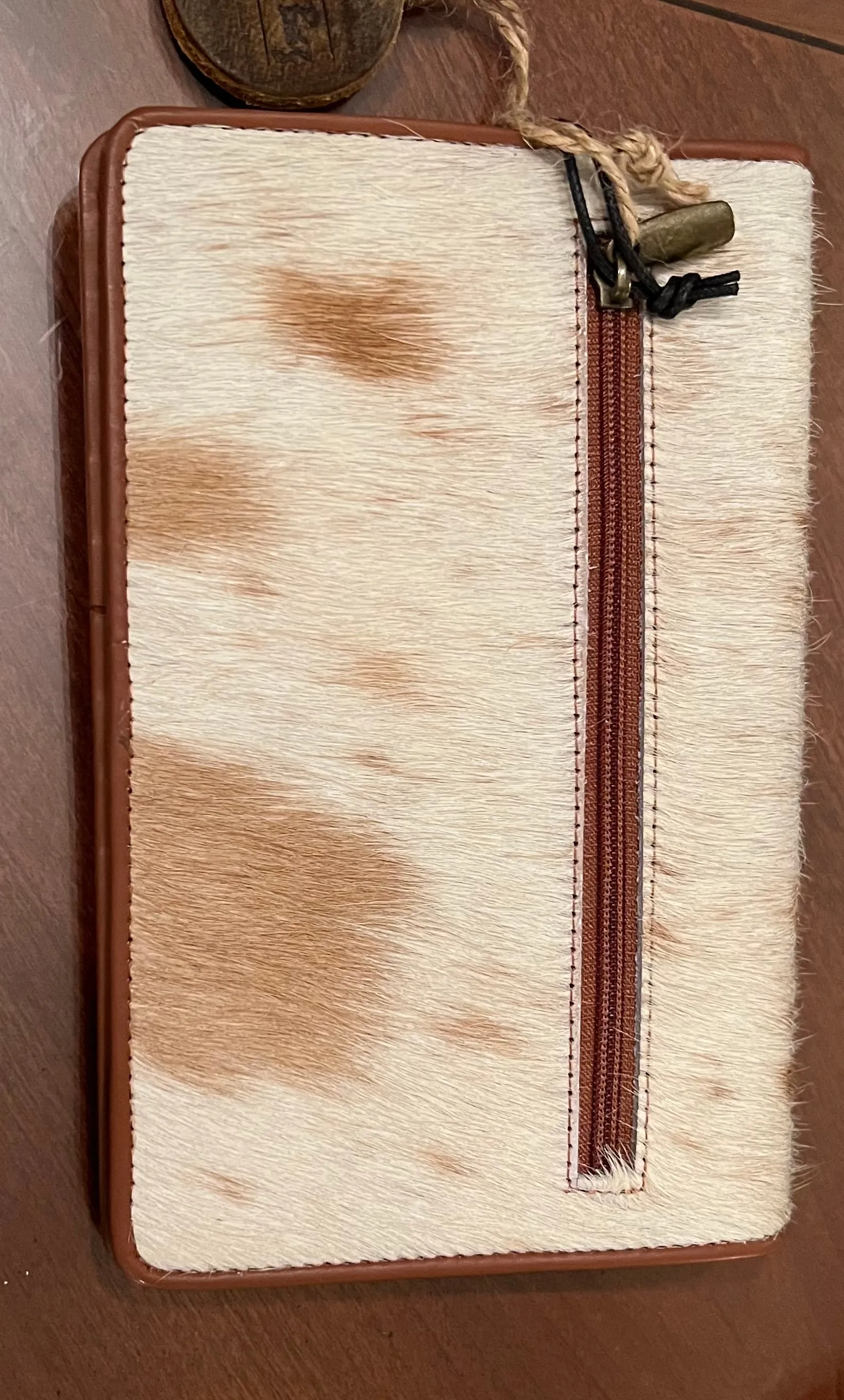 Myra Bag Furry chestnut Travel Holder phone , cards brown animal print