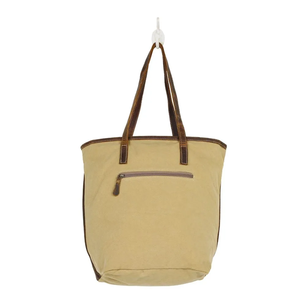 Myra Bag Neat Canvas, Rug, and Leather Tote Bag - 16" x 6" x 13.5"