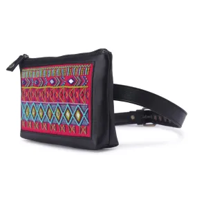 Pink Dhaka hand embroidered waist Belt Bag for women