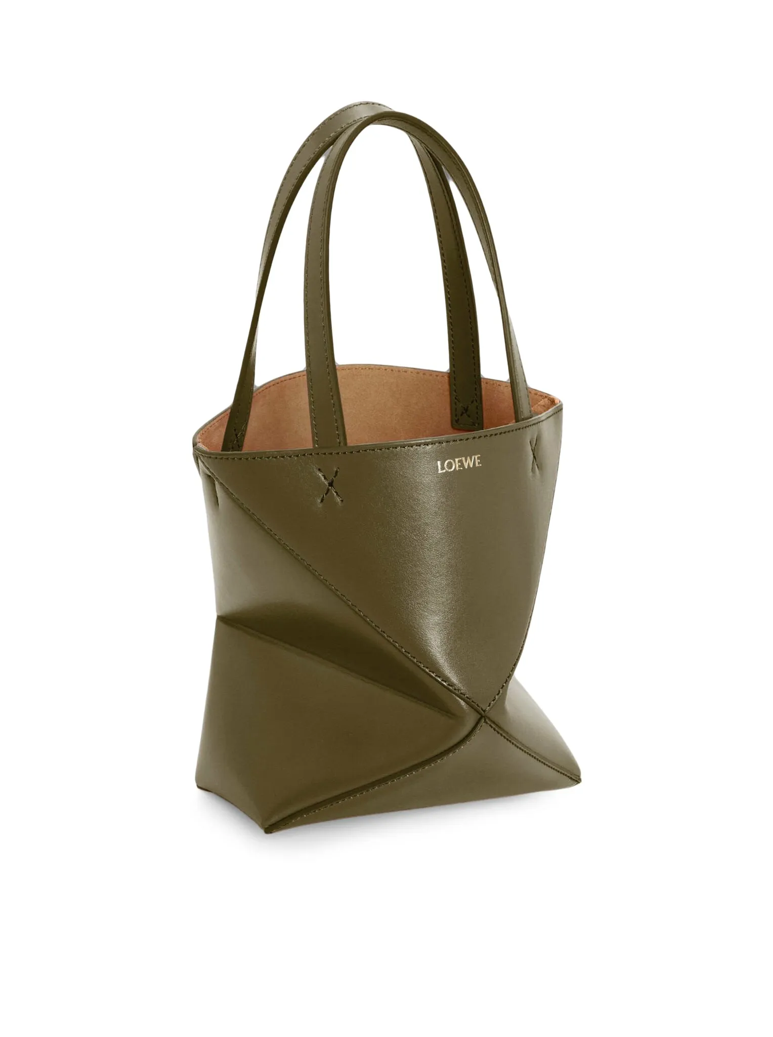 Puzzle Fold Tote mini bag in shiny calfskin