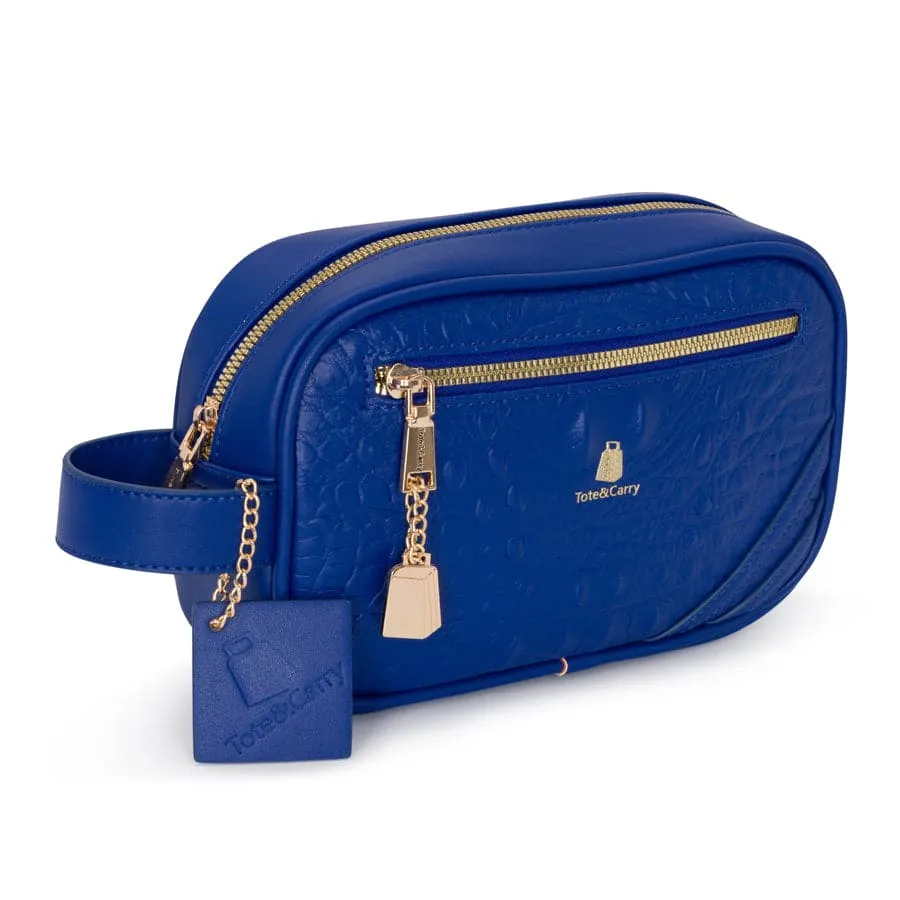 Royal Blue Apollo 2 Faux Crocodile Skin Toiletry Bag