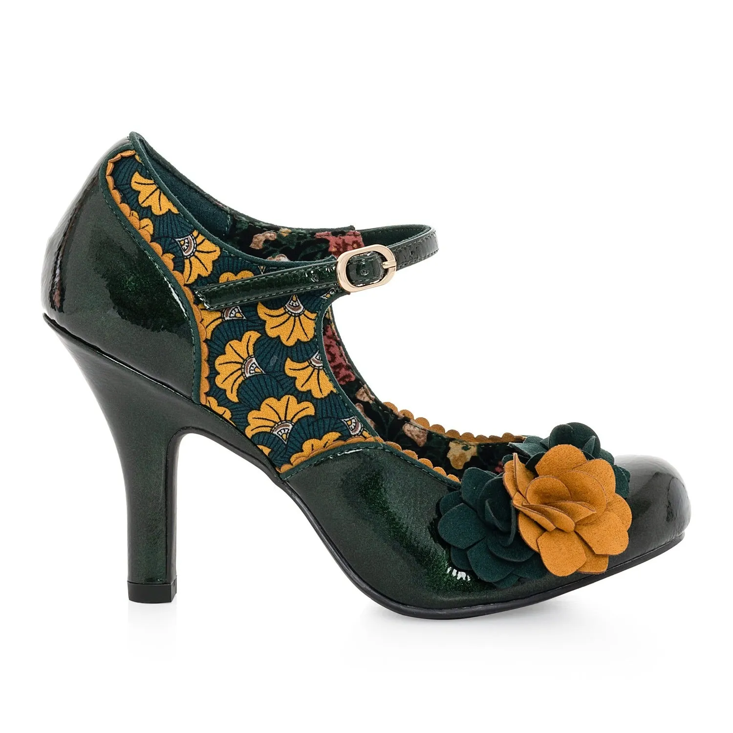 Ruby Shoo Quinn Forest Green Bar Strap Heels