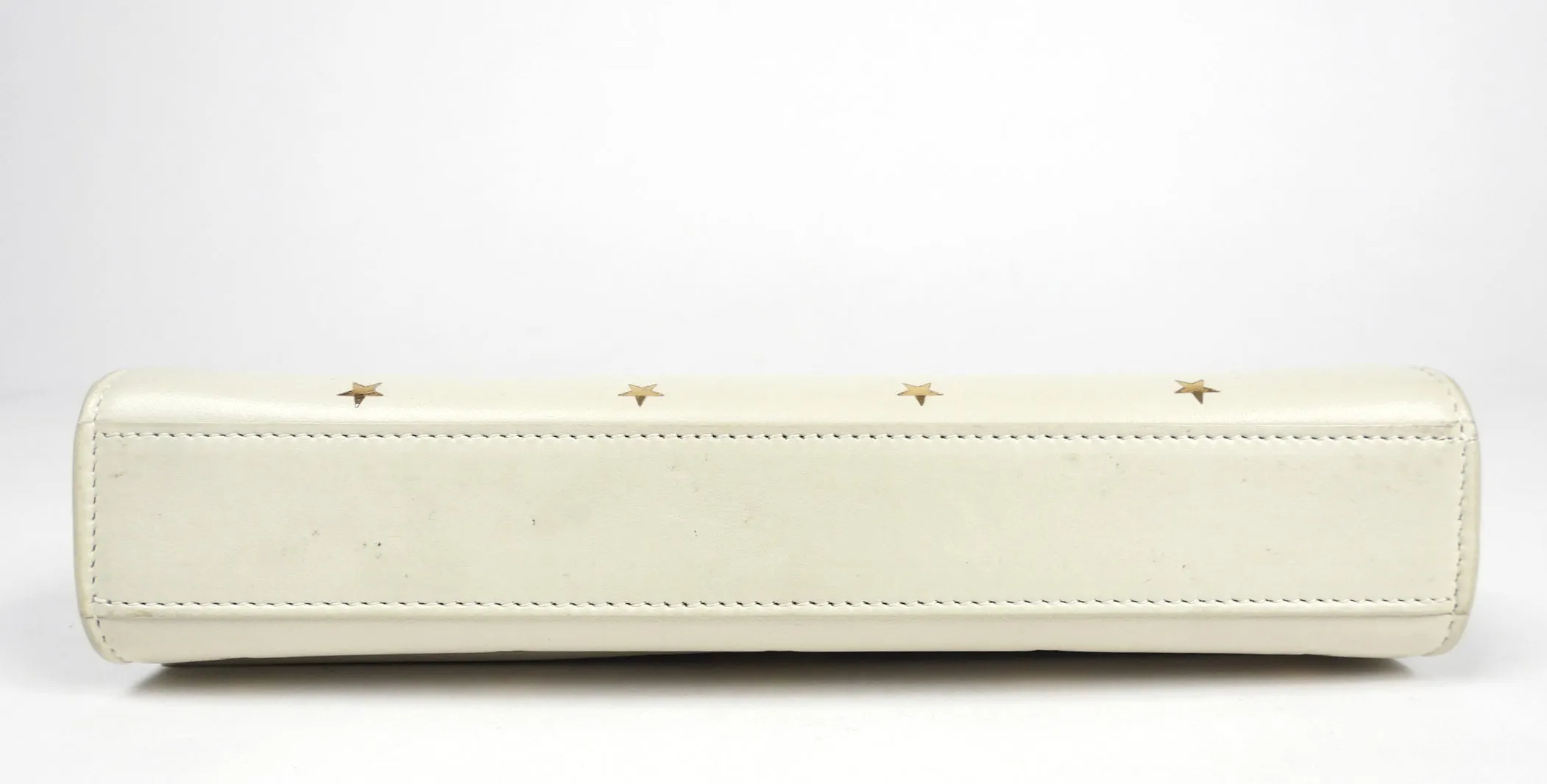 Saint Laurent Kate Chain Bag in Cream Calfskin Leather with Goldtone Stars