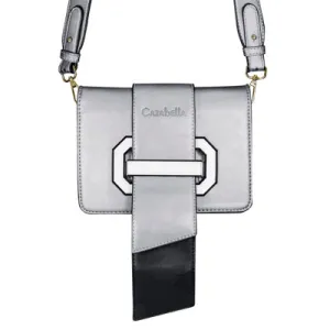 Silver Cross Body Bag With White Buckle