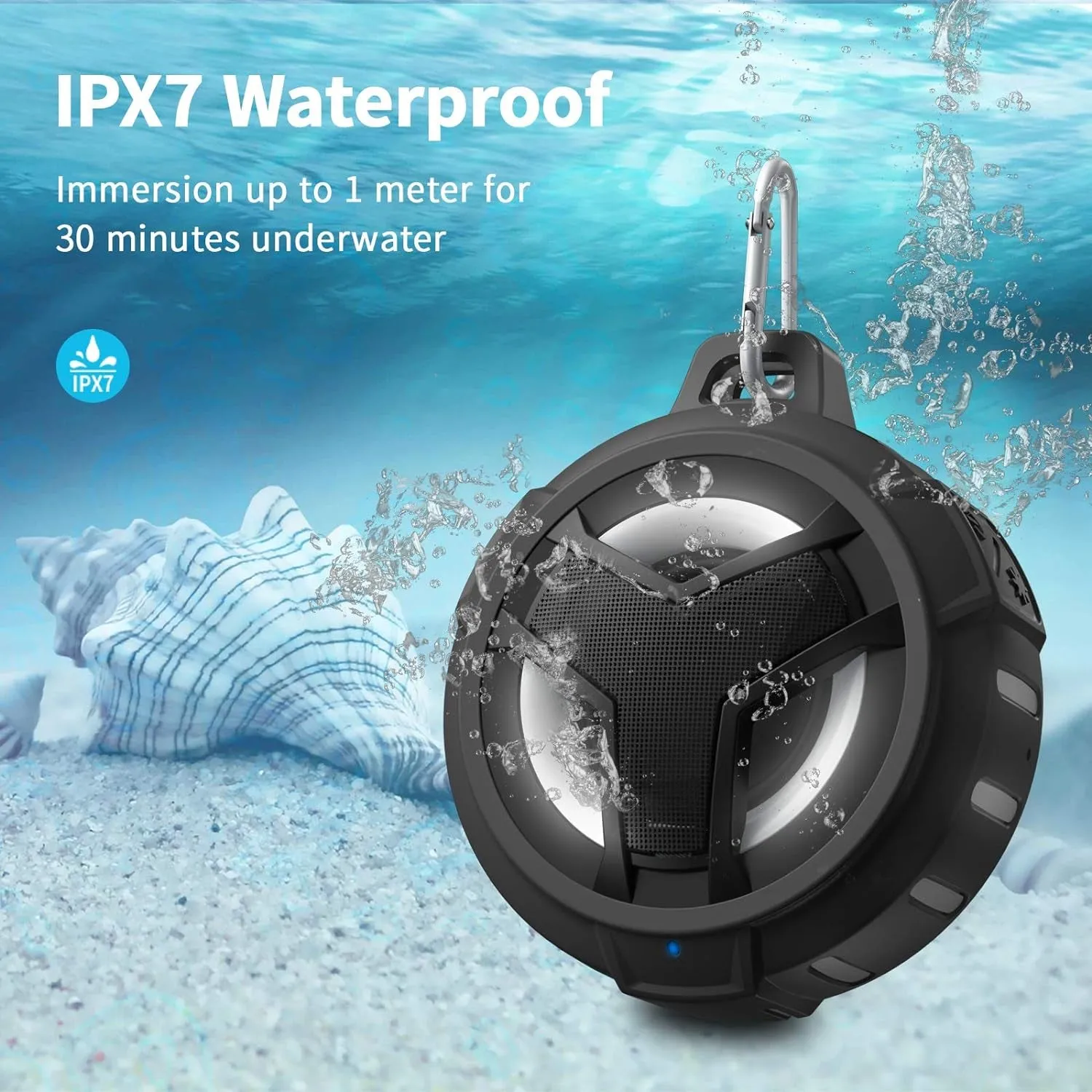 Spring Bluetooth Shower Speaker, Portable Bluetooth Speakers, IP67 Waterproof Wireless Speaker