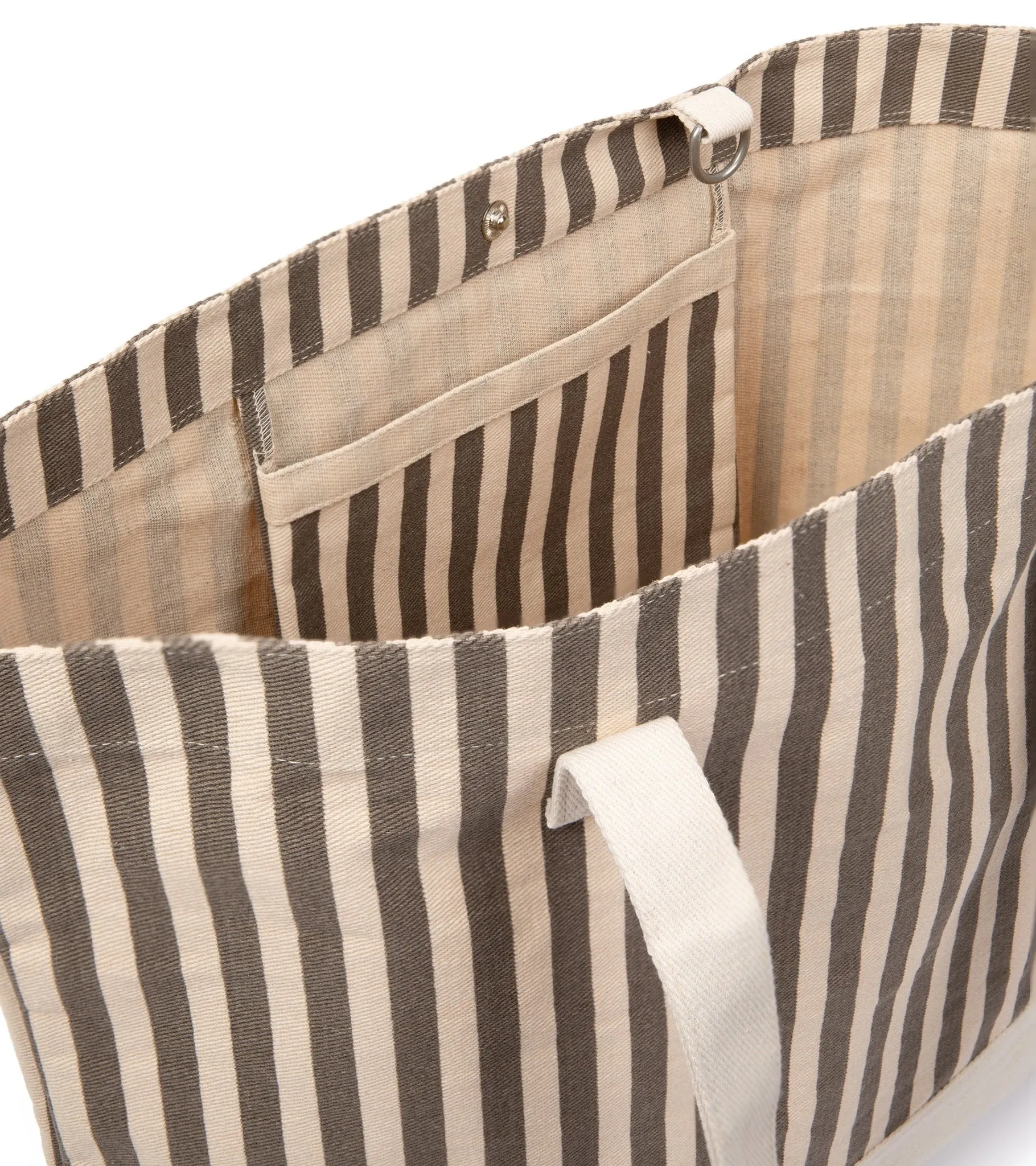 Trunk Large Stripe Holiday Tote Bag: Grey