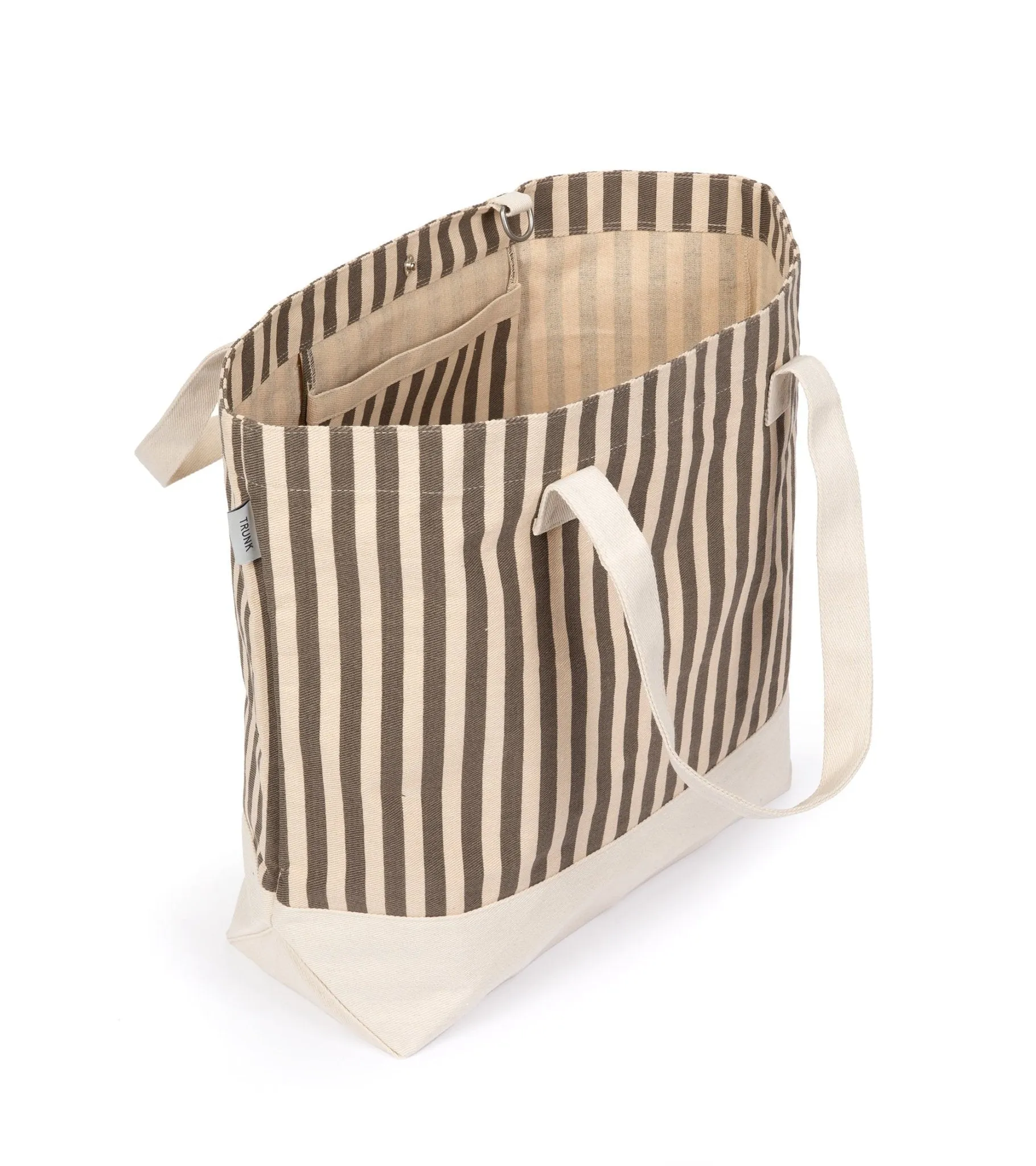 Trunk Large Stripe Holiday Tote Bag: Grey