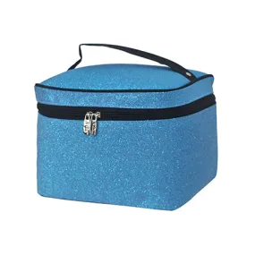 Turquoise Glitter NGIL Large Top Handle Cosmetic Case