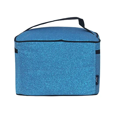 Turquoise Glitter NGIL Large Top Handle Cosmetic Case