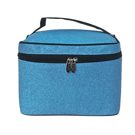 Turquoise Glitter NGIL Large Top Handle Cosmetic Case