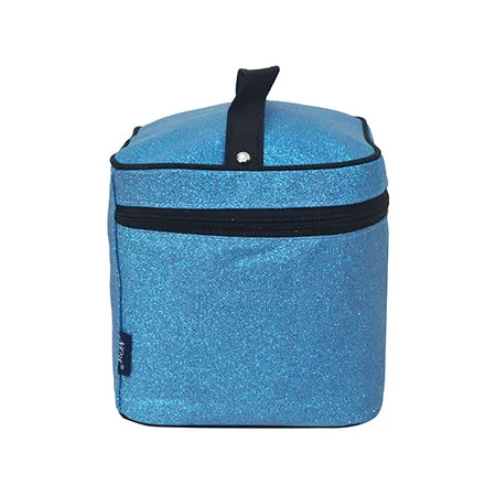 Turquoise Glitter NGIL Large Top Handle Cosmetic Case