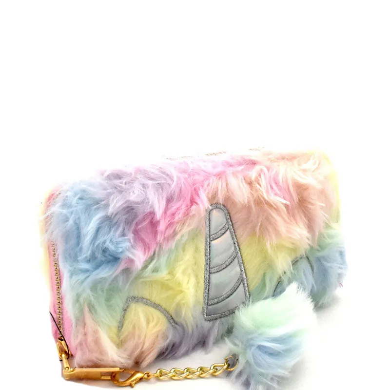 Unicorn Zip A Round Fur Wallet