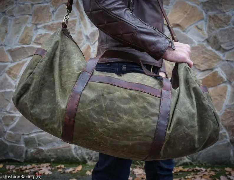 Waxed Canvas Duffle Bag Olive