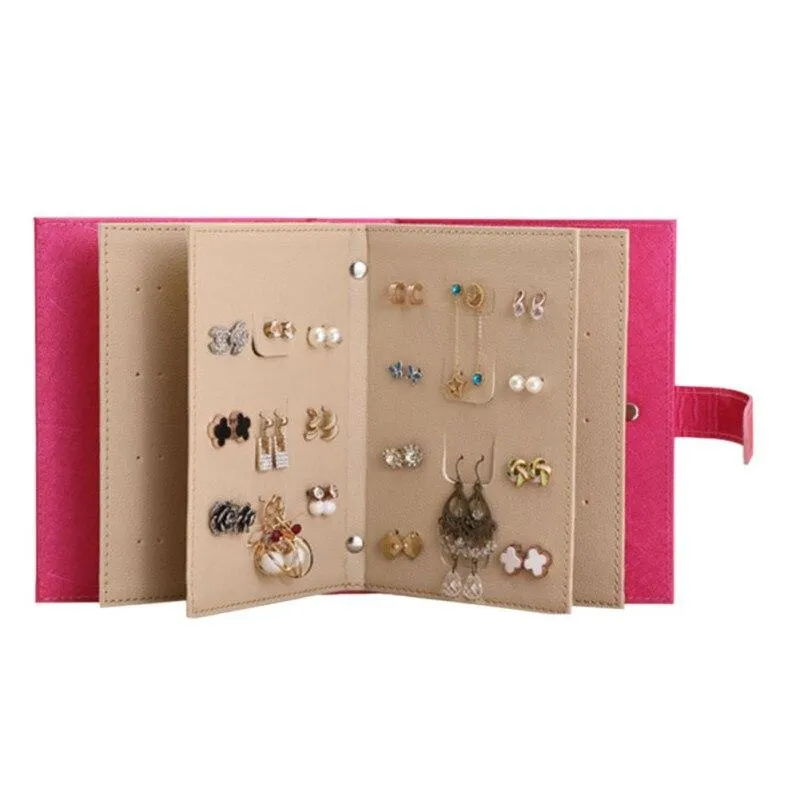 Women Makeup Stud Earring Collection Necklace Jewelry Book Storage Bag Gift Packaging Folding Earring Jewelry Storage Box Without Earrings